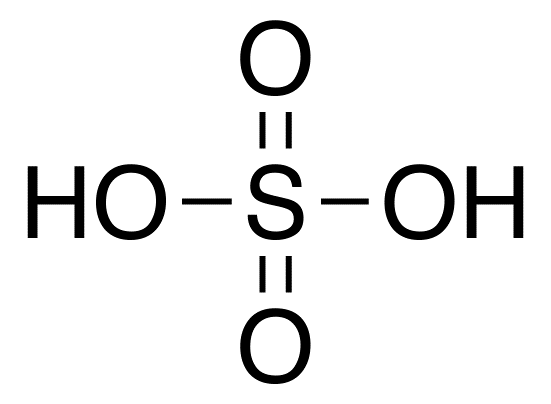 ساختار شیمیایی اسید سولفوریک آزمایشگاهی